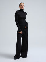 Seamless Basic Woolen Lola | Merinould Rullekravebluse Sort