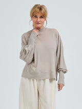 Seamless Basic Woolen Sporty Sweat | Merinould Bluse Beige