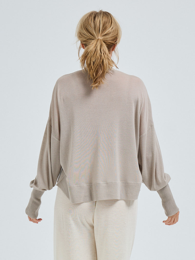 Seamless Basic Woolen Sporty Sweat | Merinould Bluse Beige