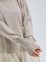 Seamless Basic Woolen Sporty Sweat | Merinould Bluse Beige