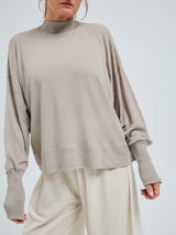 Seamless Basic Woolen Sporty Sweat | Merinould Bluse Beige