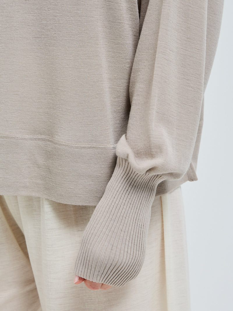 Seamless Basic Woolen Sporty Sweat | Merinould Bluse Beige