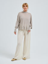 Seamless Basic Woolen Sporty Sweat | Merinould Bluse Beige