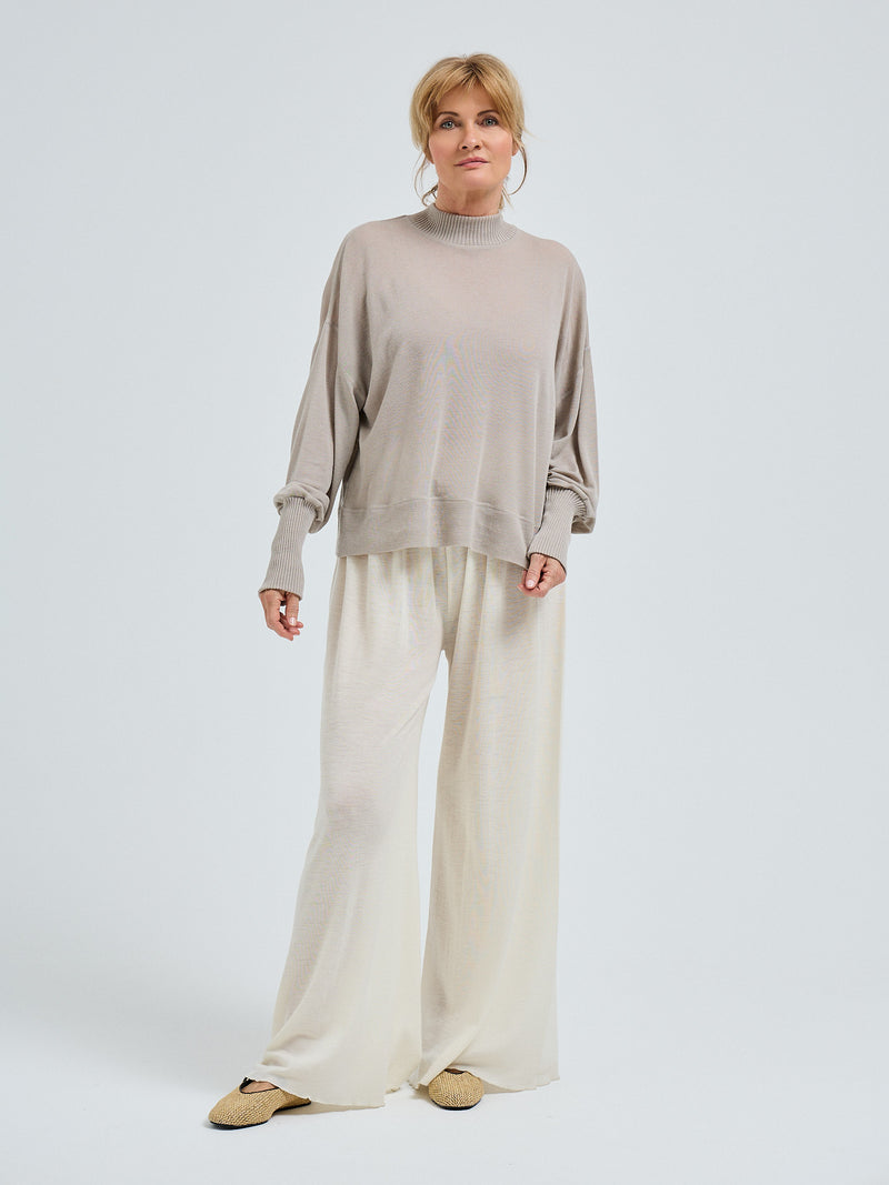 Seamless Basic Woolen Sporty Sweat | Merinould Bluse Beige