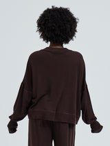 Seamless Basic Woolen Sporty Sweat | Merinould Bluse Dark Brown