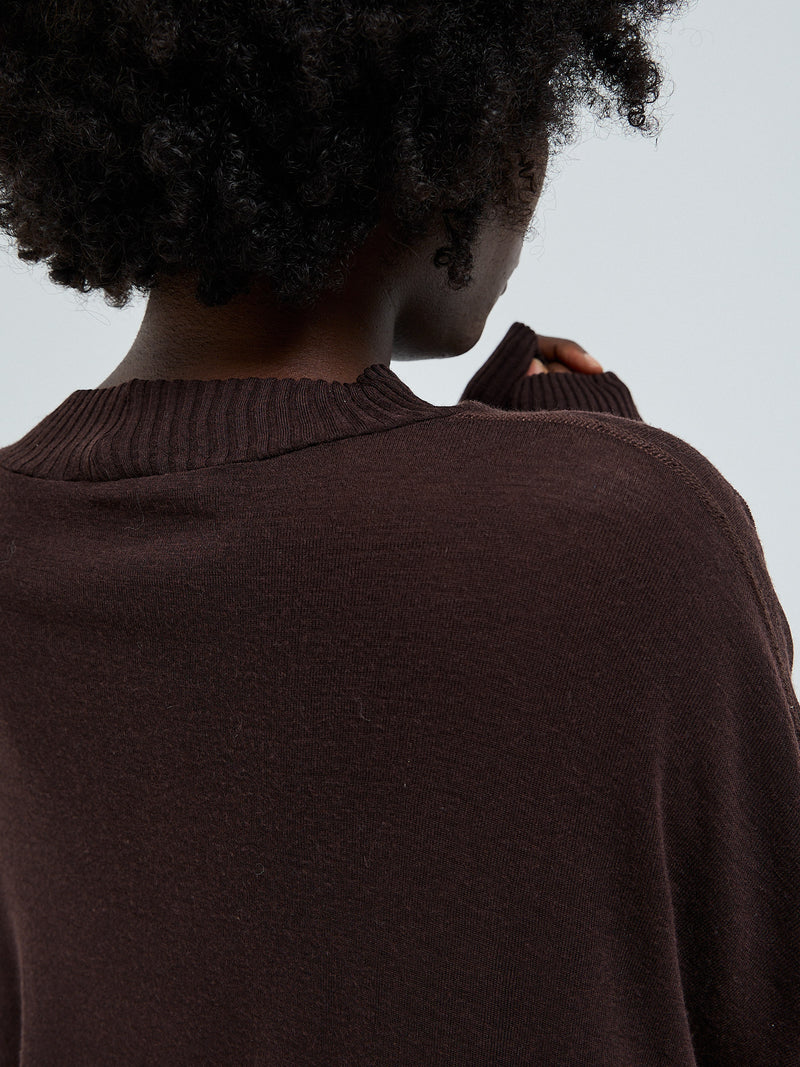 Seamless Basic Woolen Sporty Sweat | Merinould Bluse Dark Brown
