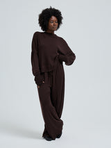 Seamless Basic Woolen Sporty Sweat | Merinould Bluse Dark Brown