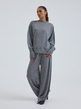 Seamless Basic Woolen Sporty Sweat | Merinould Bluse Gråmelange