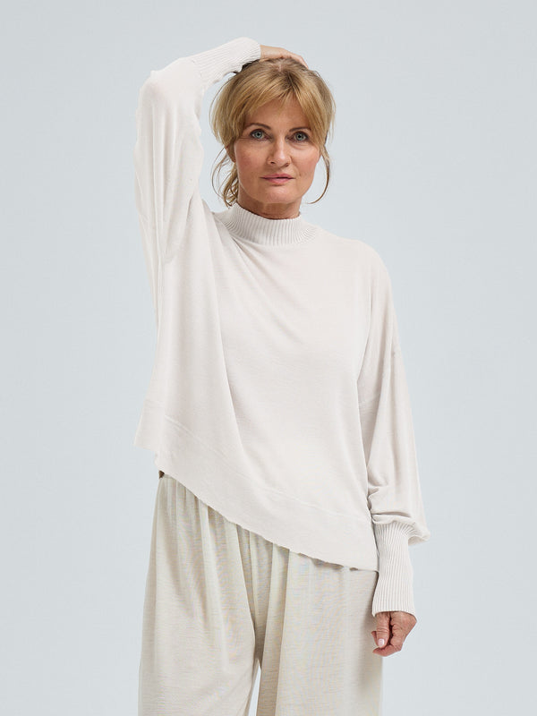 Seamless Basic Woolen Sporty Sweat | Merinould Bluse Off-white
