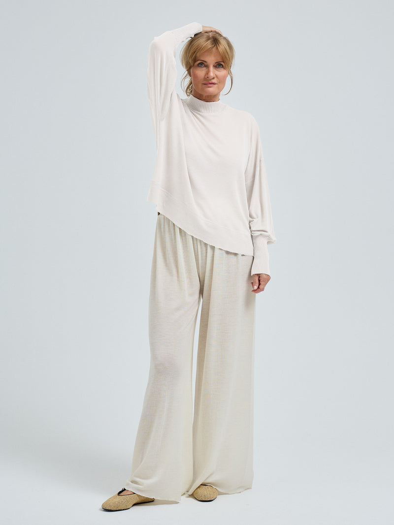 Seamless Basic Woolen Sporty Sweat | Merinould Bluse Off-white