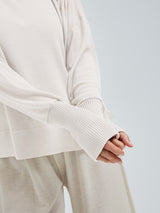 Seamless Basic Woolen Sporty Sweat | Merinould Bluse Off-white