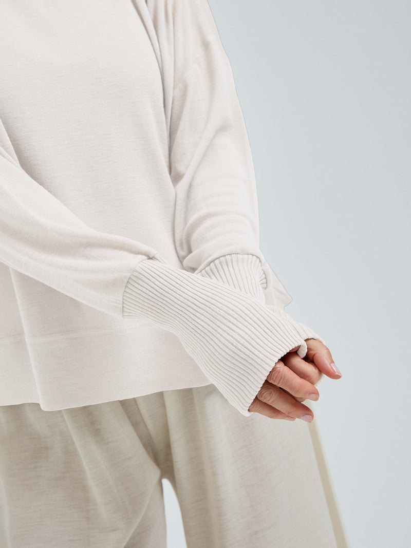 Seamless Basic Woolen Sporty Sweat | Merinould Bluse Off-white