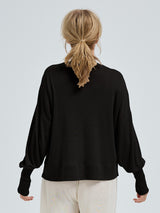 Seamless Basic Woolen Sporty Sweat | Merinould Bluse Sort