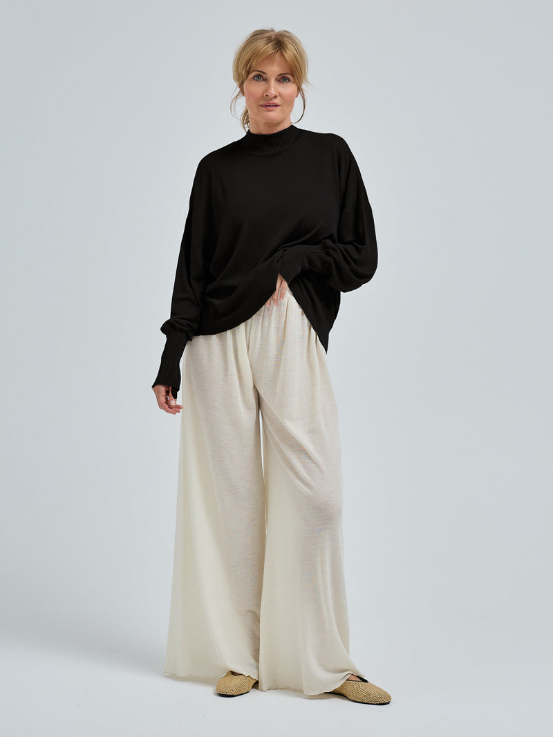 Seamless Basic Woolen Sporty Sweat | Merinould Bluse Sort
