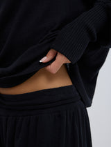 Seamless Basic Woolen Sporty Sweat | Merinould Bluse Sort