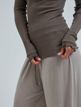 Seamless Basic Wooly Boat Neck | Uld Silke Bluse Fungi