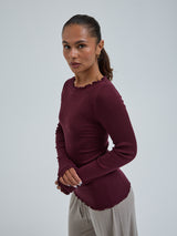Seamless Basic Wooly Boat Neck | Uld Silke Bluse Vineyard