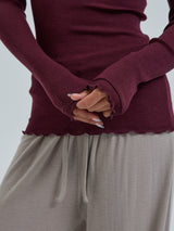Seamless Basic Wooly Boat Neck | Uld Silke Bluse Vineyard