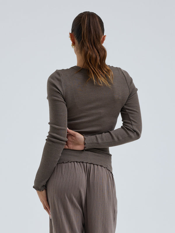 Seamless Basic Wooly Long Sleeve | Uld Silke Bluse Fungi