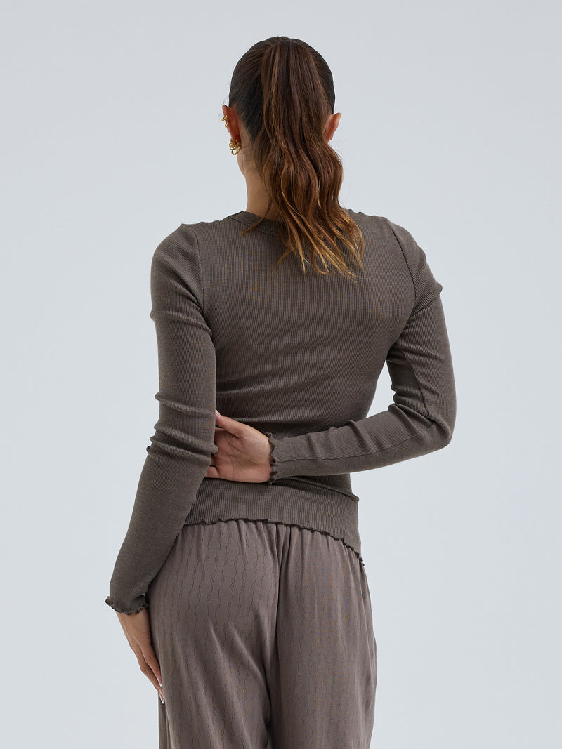 Seamless Basic Wooly Long Sleeve | Uld Silke Bluse Fungi