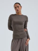 Seamless Basic Wooly Long Sleeve | Uld Silke Bluse Fungi