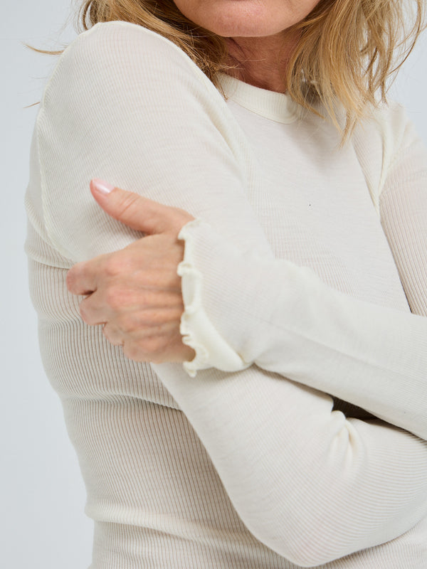 Seamless Basic Wooly Long Sleeve | Uld Silke Bluse Off-white