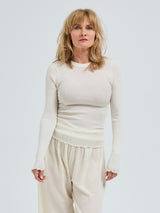 Seamless Basic Wooly Long Sleeve | Uld Silke Bluse Off-white