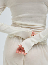Seamless Basic Wooly Long Sleeve | Uld Silke Bluse Off-white