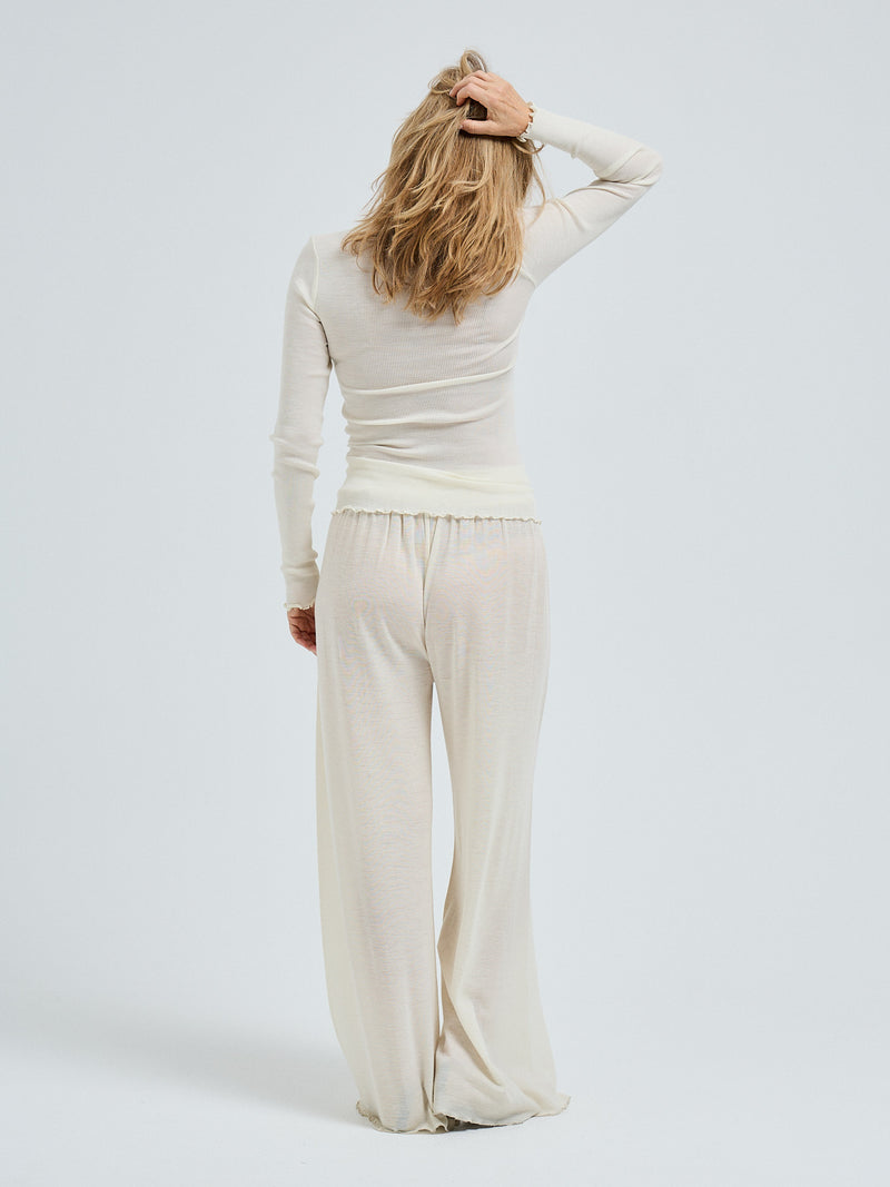 Seamless Basic Wooly Long Sleeve | Uld Silke Bluse Off-white