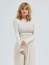 Seamless Basic Wooly Long Sleeve | Uld Silke Bluse Off-white