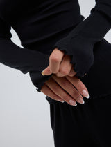 Seamless Basic Wooly Long Sleeve | Uld Silke Bluse Sort