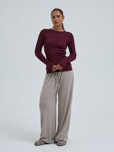 Seamless Basic Wooly Long Sleeve | Uld Silke Bluse Vineyard