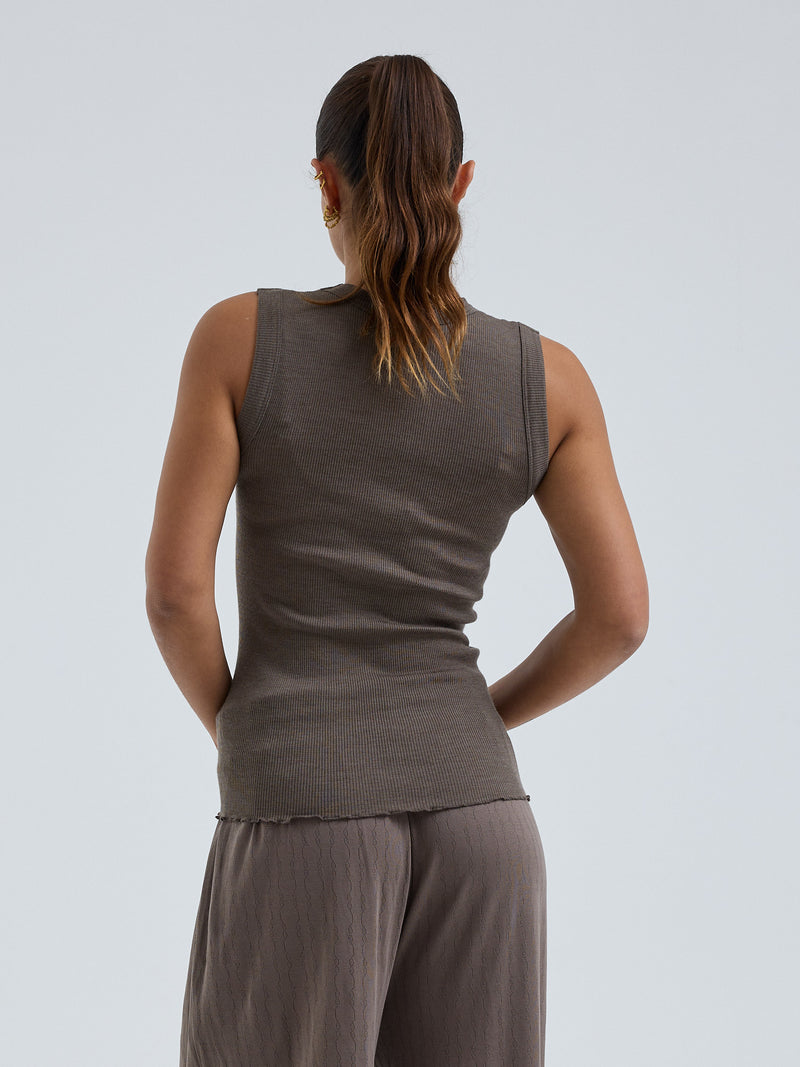 Seamless Basic Wooly Tank | Uld Silke Tanktop Fungi