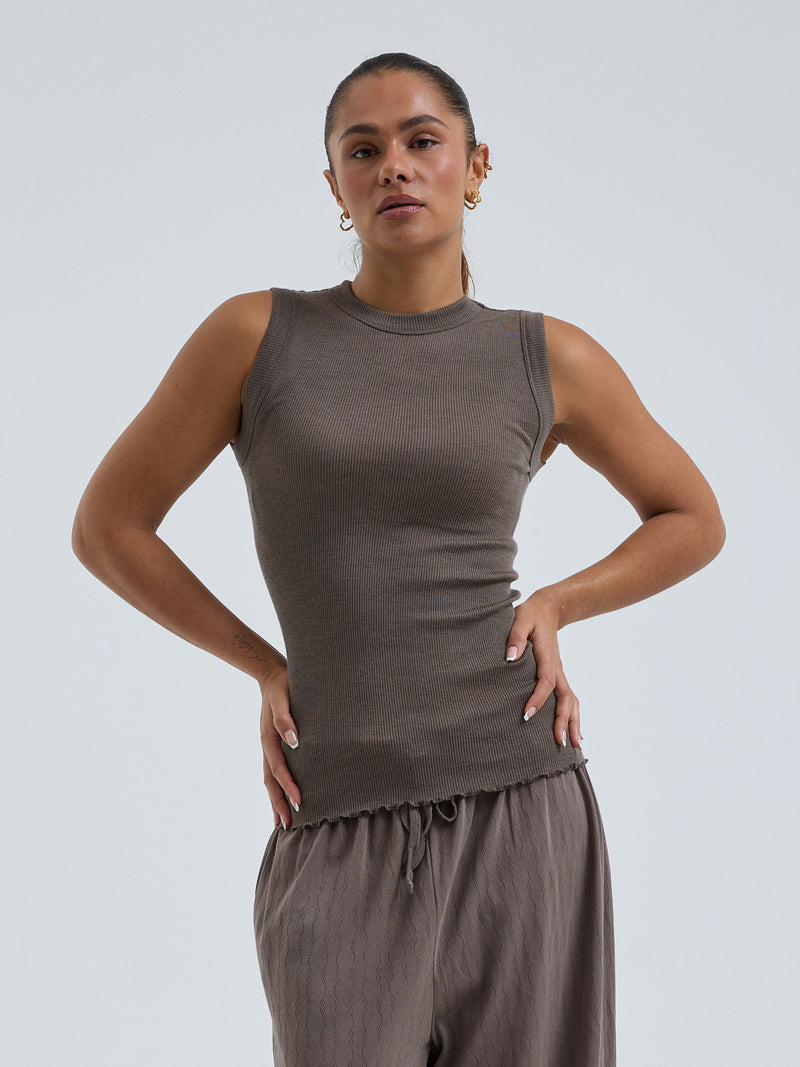 Seamless Basic Wooly Tank | Uld Silke Tanktop Fungi