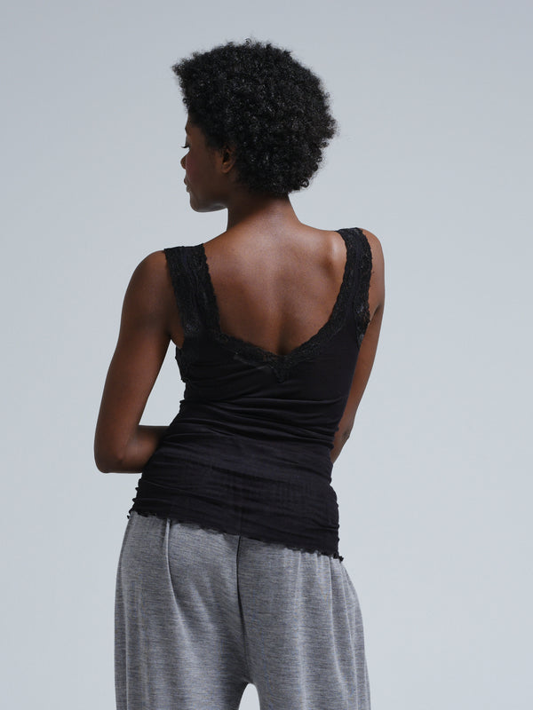 Seamless Basic Cotton Lacey | Bomuld Tanktop Sort