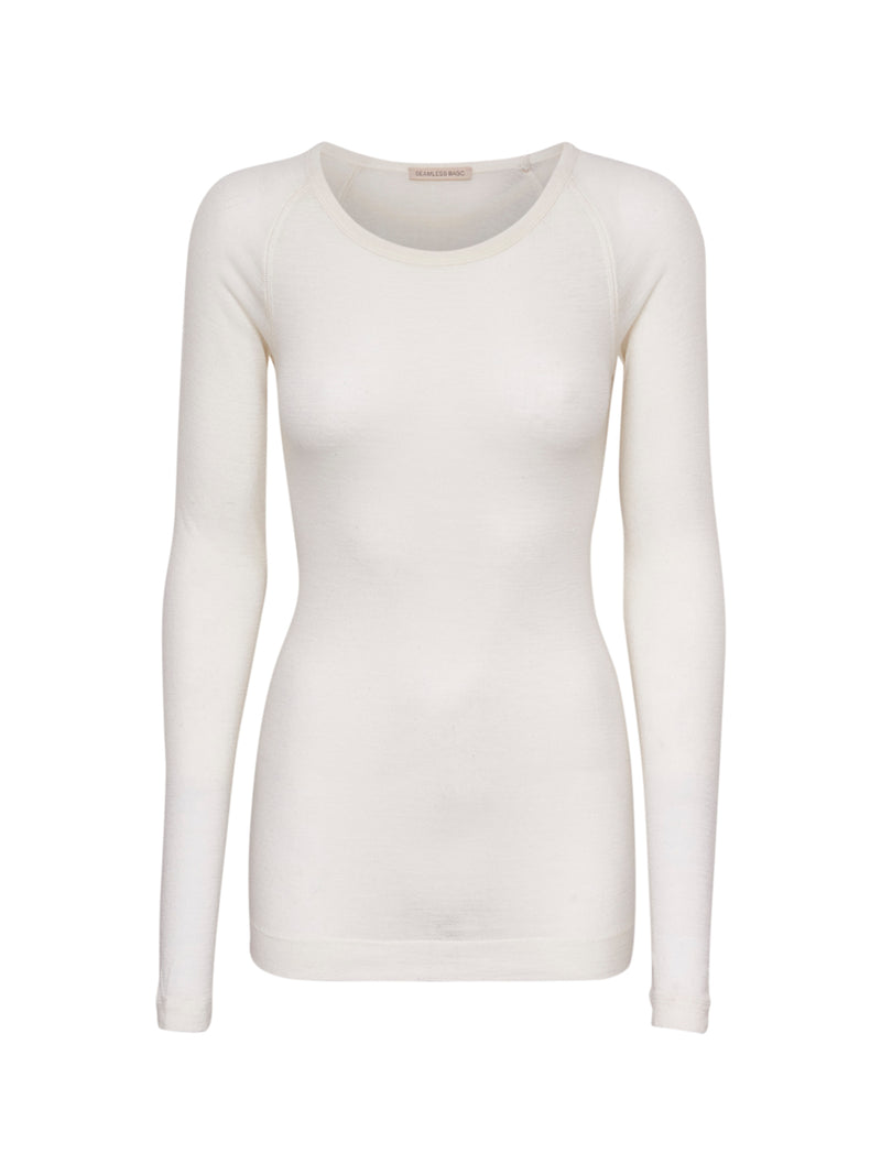 Seamless Basic Jade | Merinould L/S T-Shirt Off-white